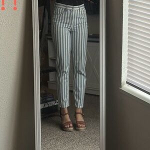 American Eagle Outfitters Light Blue Pinstripe Straight Leg Jeans